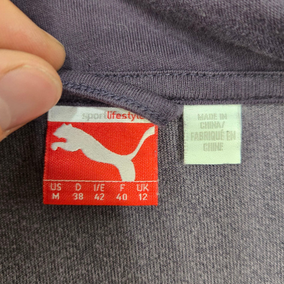 Y2K Puma Purple Velour Track Jacket Full Zip Logo Retro Sweater Size Medium - Picture 6 of 12